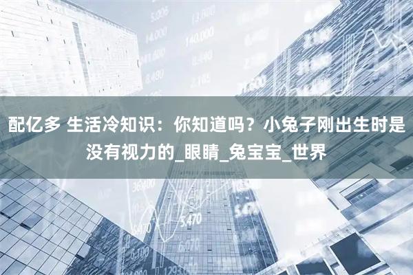 配亿多 生活冷知识：你知道吗？小兔子刚出生时是没有视力的_眼睛_兔宝宝_世界